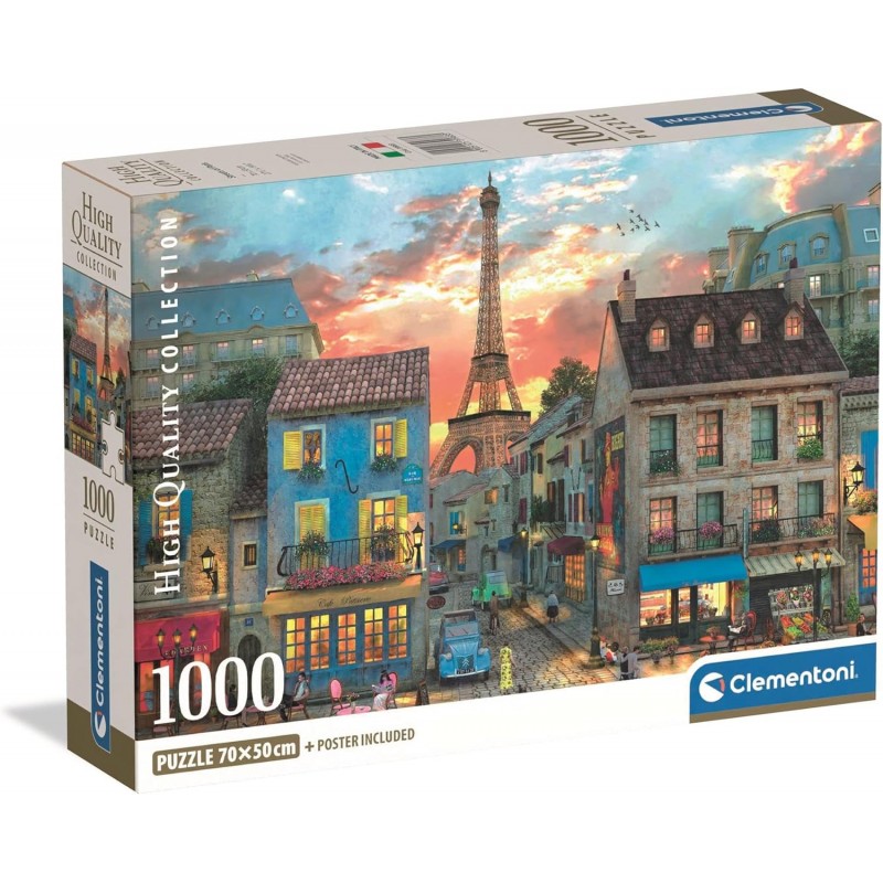 Clementoni - Puzzle Adulto 1000 Piezas Collection Streets of Paris Compact Box, 39983