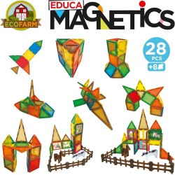 Educa - Magnetics Ecofarm | Juego Educativo de construcción 3D magnético con 28 Piezas